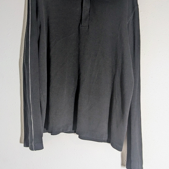 HUGO BOSS Mens XL  Black Grey Polo/Rugby 100% Cotton Sweater - 1/4 Snap Closure - Picture 1 of 5